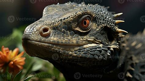 Close-up photo of a Monitor Lizard looking in their habitat. Generative AI 29261624 Stock Photo ...