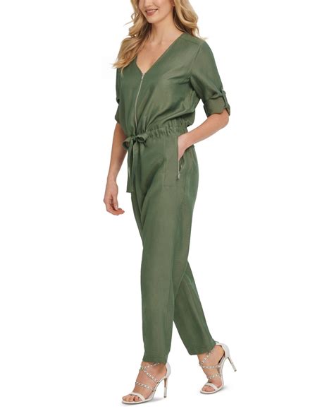 DKNY Foundation Long-Sleeve Jumpsuit & Reviews - Pants & Capris - Women ...