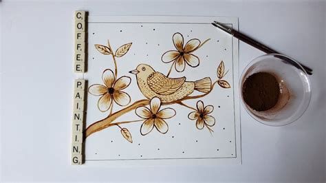 Coffee Painting - Bird and Flower | Coffee art painting, Coffee ...