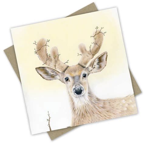 Deer card – Popcorn Blue