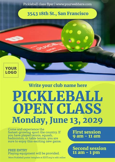 Editable Pickleball Flyer Templates