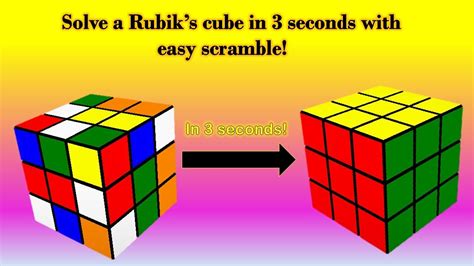 Very easy scramble. Solve a Rubik's Cube in 3 seconds. - YouTube