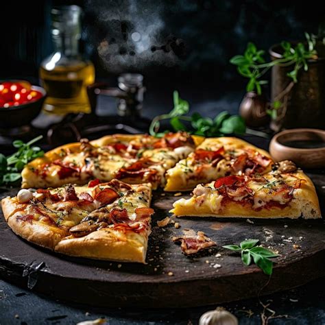 Pizza Napoleon ,Italian food on a dark rustic background,Generative AI ...