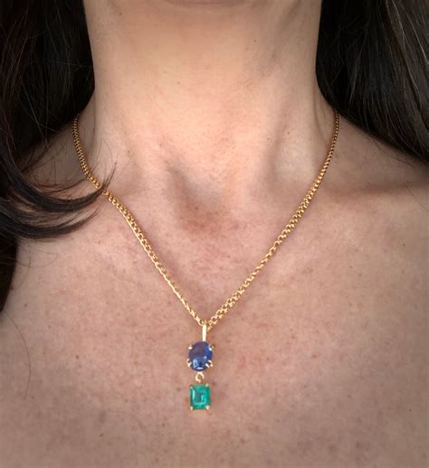 6.20 Carat Vintage Sapphire Emerald Pendant Necklace 18 Karat – EmeraldsMaravellous