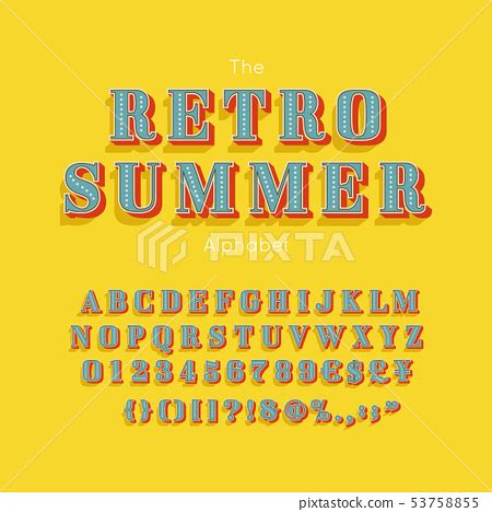 Vector summer font and alphabet. Retro vintage... - Stock Illustration [53758855] - PIXTA