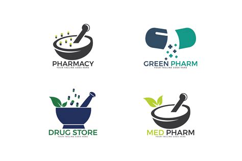 Set of pharmacy logos. Pharmaceutical company logos. (174506) | Logos | Design Bundles