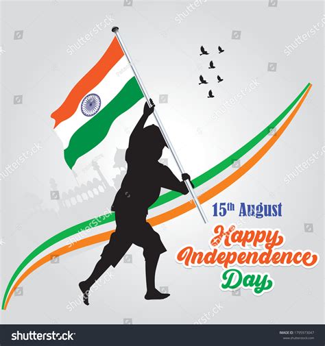 Boy Running Indian Flag Happy Independence Stock Vector (Royalty Free ...