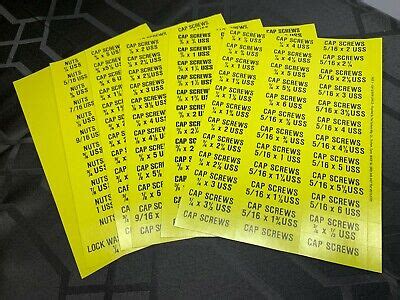 Adhesive Bin Labels USS Cap Screw Nut Bolt Washer Assortment Fastener (6 Pages) 789611037659 | eBay