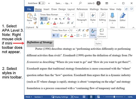 Your level 3 heading in APA format can be easily created in Word