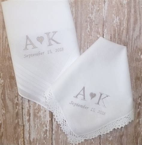 2 Embroidered Monogram Wedding Handkerchiefs. Bride and Groom | Etsy | Monogram wedding ...