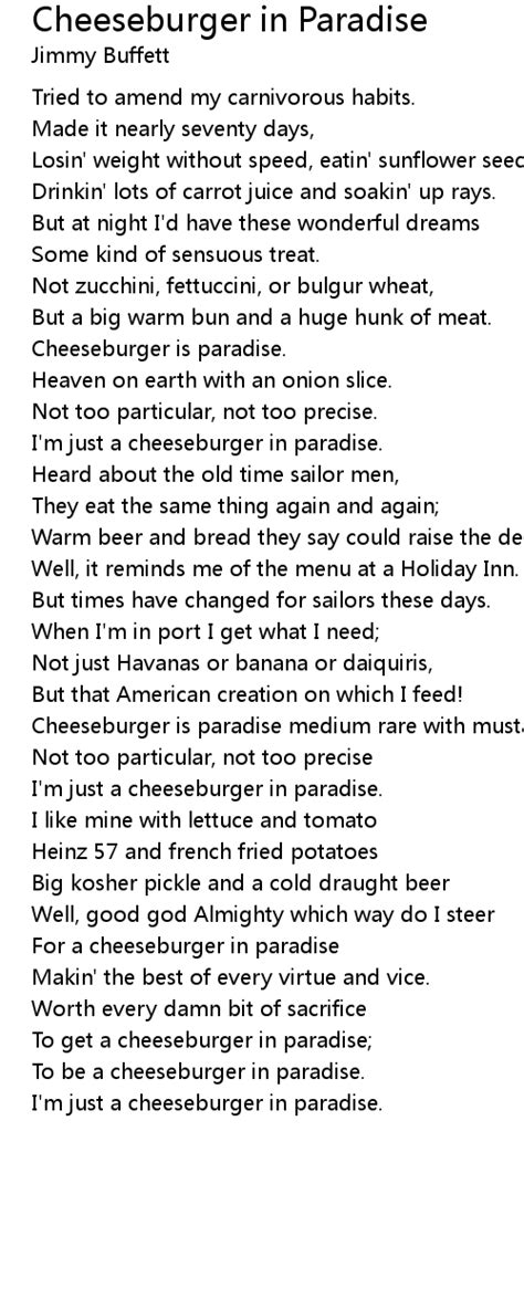 Cheeseburger in Paradise Lyrics - Follow Lyrics