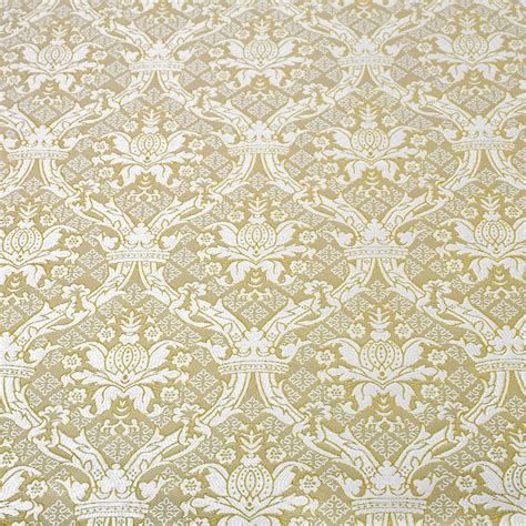 Crown Designed Brocade Fabric: Metallic White Gold - Crown Designed Church Brocade Fabric ...