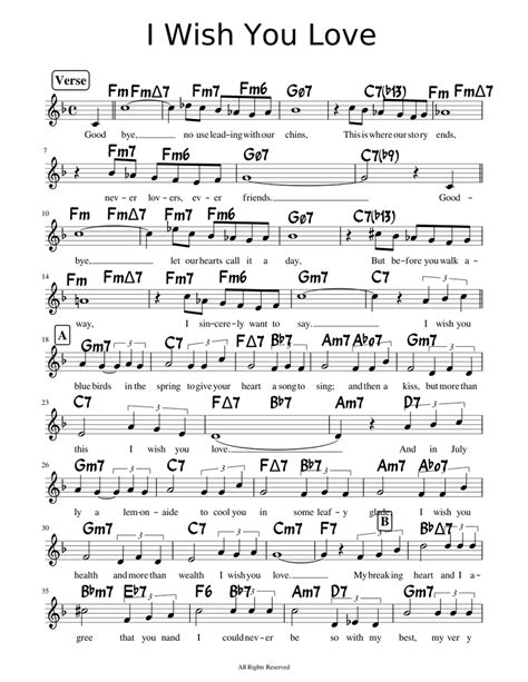 I Wish You Love Sheet music for Piano (Solo) | Musescore.com