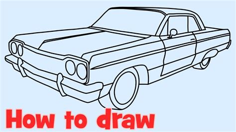 How to draw a car Chevrolet Impala lowrider 1964 - YouTube