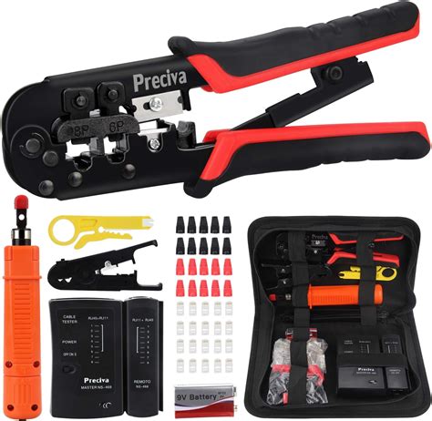 RJ45 Crimper Tool Kit, Preciva Cat5 Cat5e Ethernet Crimping Tool Set ...