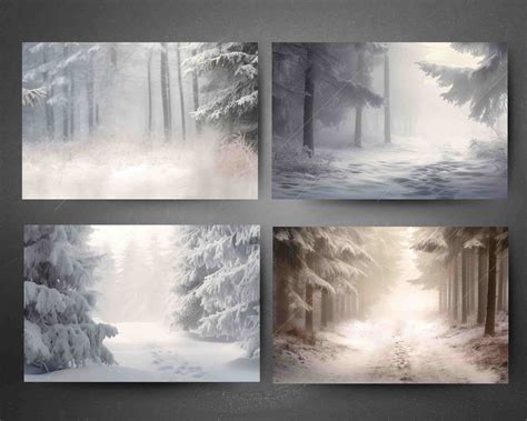 12 Snowy Forest Digital Backdrops, Wedding, Engagement, Family, Kid ...