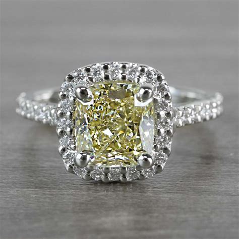 Fancy Yellow Cushion Cut Diamond Ring