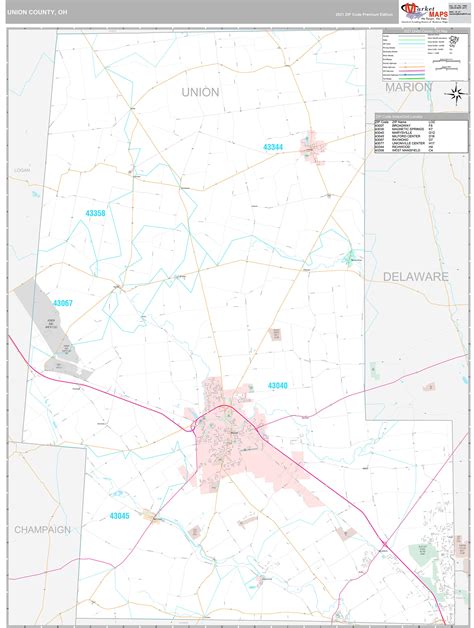 Union County, OH Wall Map Premium Style by MarketMAPS