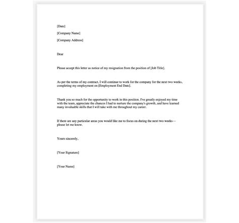 Two Weeks’ Notice Letter Template—Free Download | Smallpdf