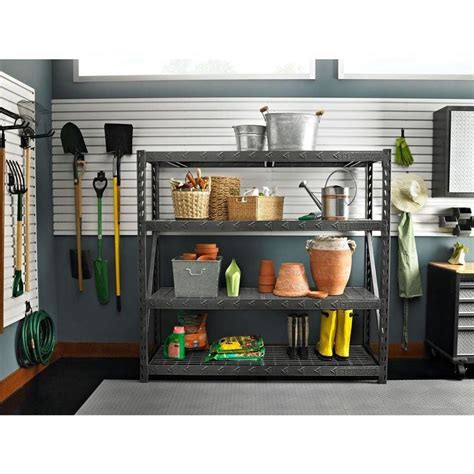 Gladiator 4-Shelf 73 in. H x 77 in. W x 24 in. D Welded Steel Garage ...