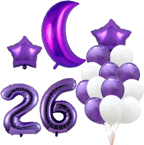 Buy 26th Birthday Balloon 26th Birthday Decorations Purple 26 Balloons Happy 26th Birthday Party ...