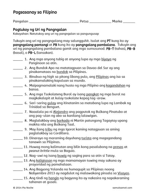 Uri Ng Pangngalan Ayon Sa Konsepto Worksheets Grade 4 Vrogue | Images ...