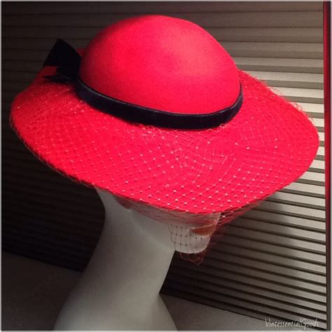 1980s Red Hat / Red Hat Society / Red Felt / Vintage Wedding Hat ...