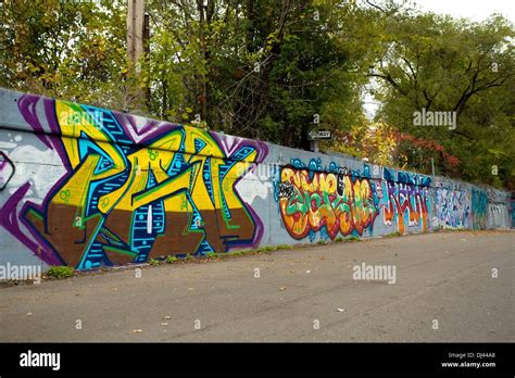 Graffiti near the Michigan Central Station in Detroit, Michigan, USA ...