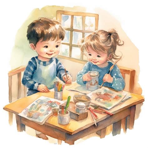 Premium AI Image | Watercolor Childrens Illustration