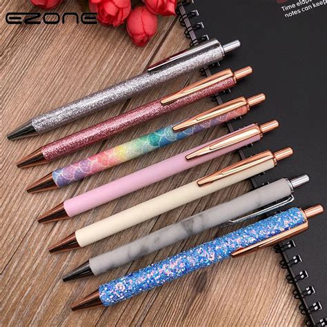 Aliexpress.com : Buy EZONE Color Glitter Press Ballpoint Pen Black Ink ...