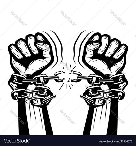 Human hands breaking steel chains Royalty Free Vector Image