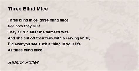 Three Blind Mice Poem by Beatrix Potter - Poem Hunter