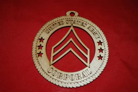 ARMY ENLISTED RANK Insignia Corporal wooden ornament $6.00 - PicClick