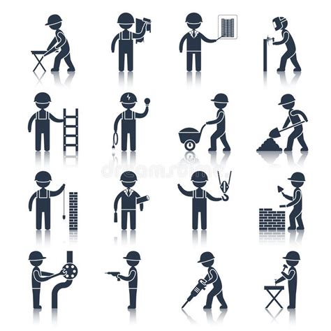 Construction worker icons black. Construction worker people silhouettes icons bl #Sponsored , # ...