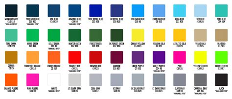 Sublimation Color Chart Download