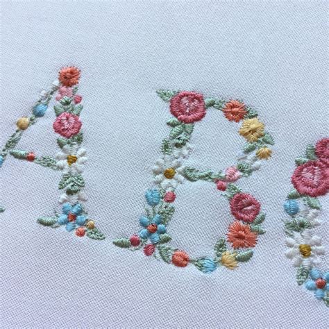 Floral Alphabet Machine Embroidery Design Small Letters With Flowers 1.68 in / 43 Mm Tall ...