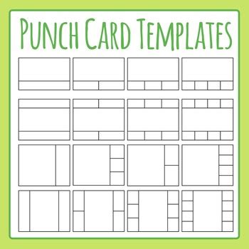 Punch Card Templates Clip Art Set for Commercial Use by Hidesy's Clipart