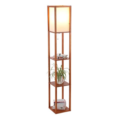 Floor Lamp, Etagere Lamp with Shelves, Standing Lamp with 3 Wood Display Storage | eBay