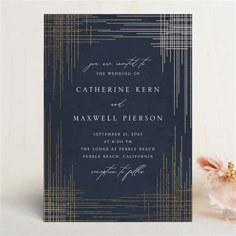 "Criss Cross" - Modern Foil-pressed Wedding Invitations in Emerald by Erin Deegan. Foil Stamped ...