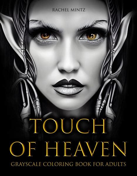 Touch of Heaven - Grayscale Coloring Book Fantasy Portraits, AI Genera – Rachel Mintz Coloring Books