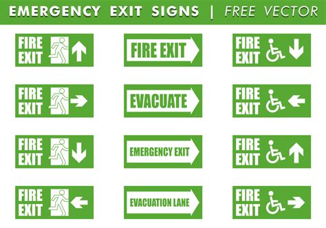 Emergency Exit Signs Free Vector 97225 Vector Art at Vecteezy