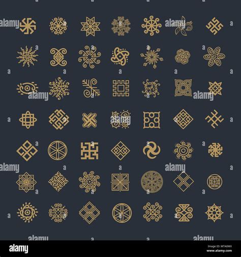 Ethnic geometric signs set. Set of icons with Slavic pagan symbols for ...