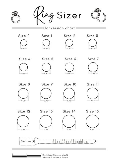 Printable Ring Sizer Ring Size Inches Printable Measuring Tool International Ring Size Chart ...