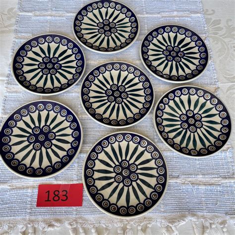 Polish Blue & White Pottery 7 Pinwheel Salad Plates | EstateSales.org