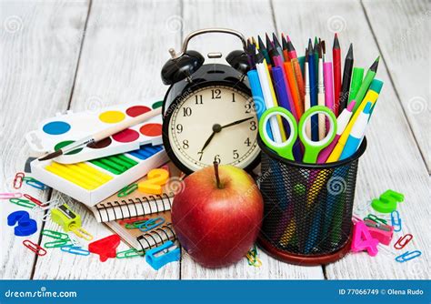 School office supplies stock image. Image of object, elementary - 77066749