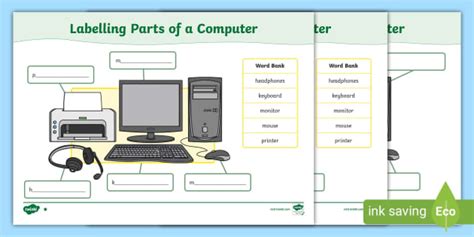 KS1 Computer Parts Activity | Differentiated Labelling Sheet