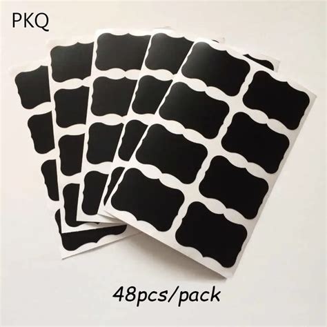 48pcs/pack Creative Shape Black DIY Blank Handmade Label Sticker Paper ...