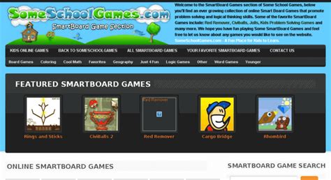 Access smartboard.someschoolgames.com. SmartBoard Games - Online SmartBoard Games