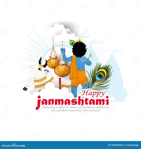 Illustration of Happy Janmashtami. Lord Krishna Stock Vector - Illustration of indian, cream ...