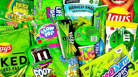 NEW GREEN SNACKS M&M's Pringles Chips Pocky Hershey's Chocolate Lucky ...